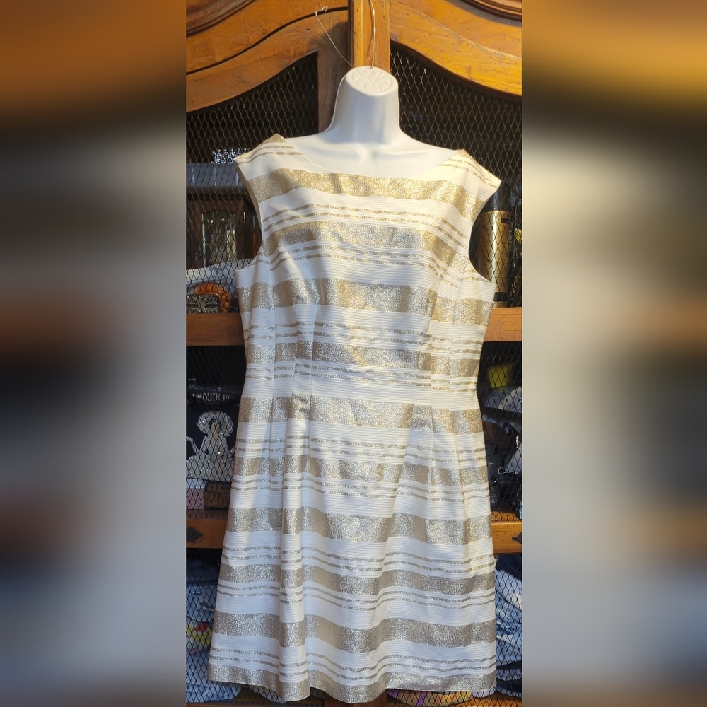 Vince Camuto Sleeveless White Striped Dress NWOT